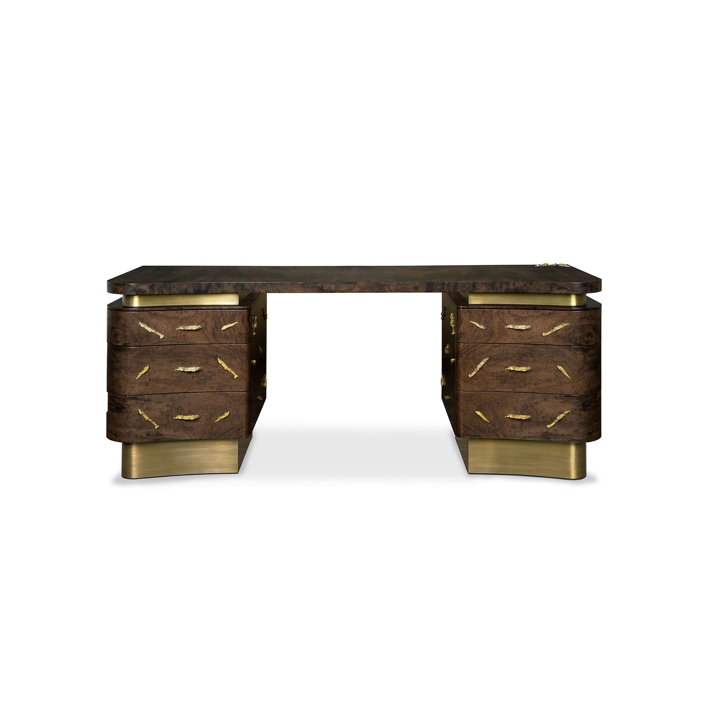 Gold and Medium Wood Baraka Desk