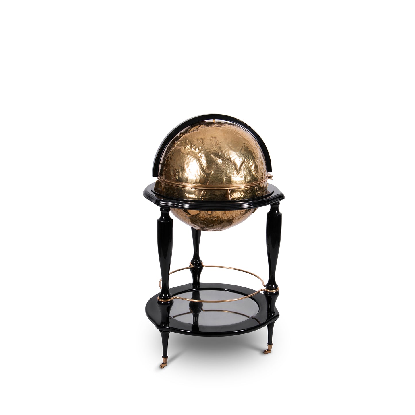 Black and Gold Equator Hammered Globe Bar