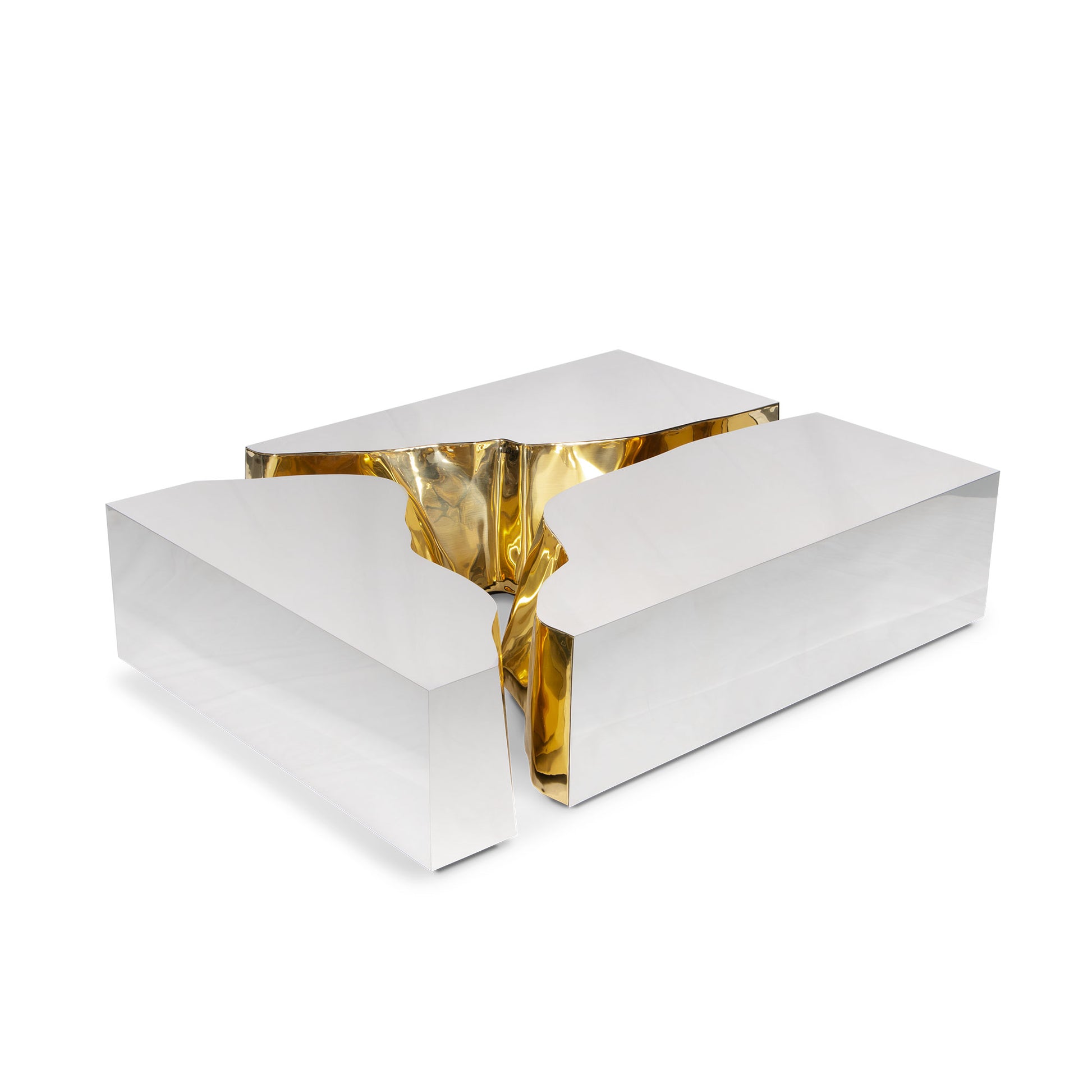 White and Gold Lapiaz Center Table
